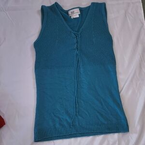 Blue Byer California Knit Tank Top with Tie on Neckline/Chest